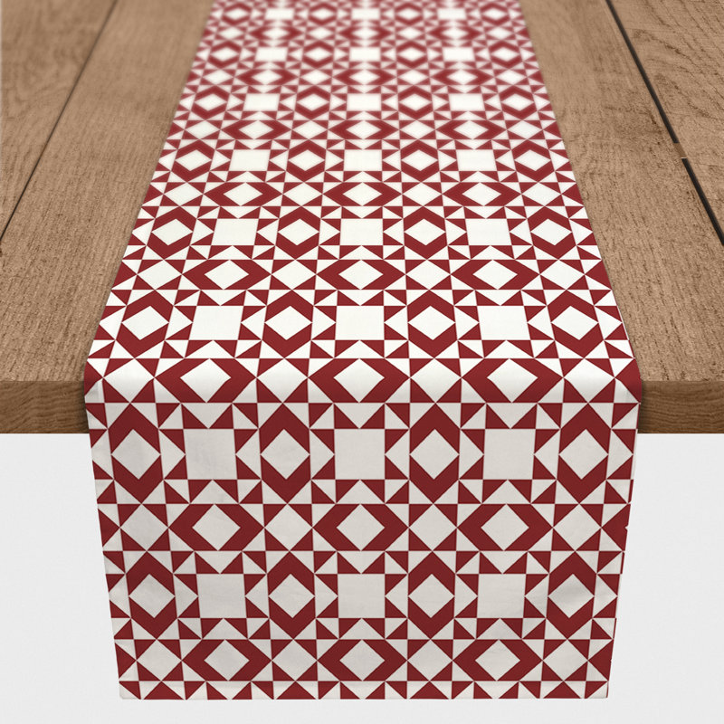 Geometric Table Runner, Red, 90" x 16"
