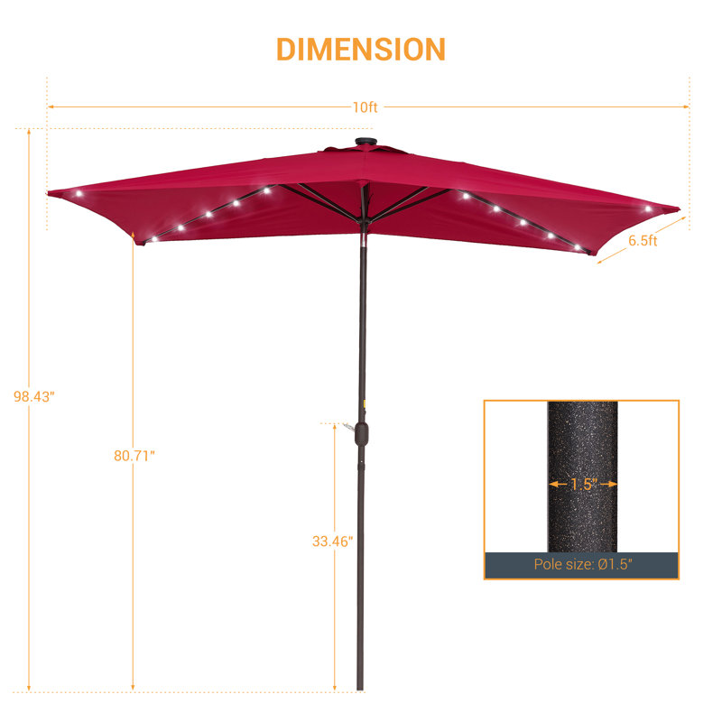 Parasol suspendu en porte-à-faux pour patio 108 po Rosito, Rouge rouille