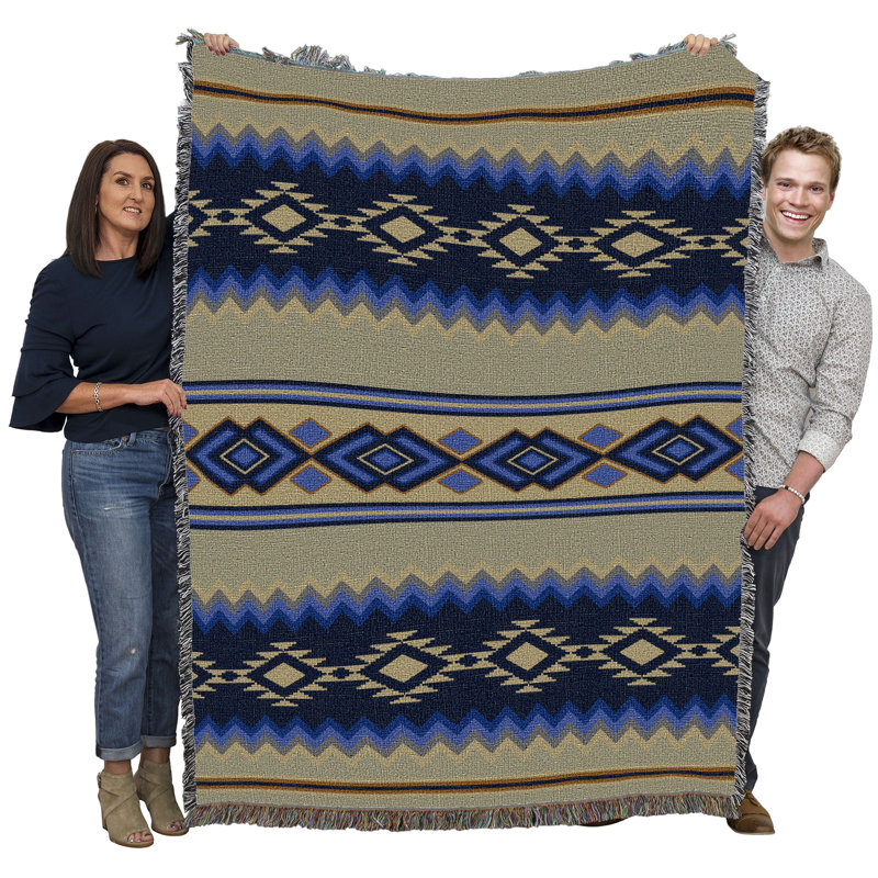 Jeté en coton Pure Country Weavers, Gris / bleu / brun marocain