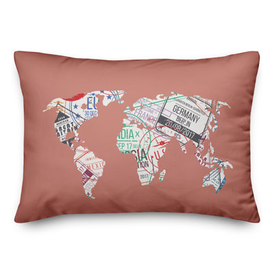  Housse et insert de coussin rectangulaire carte du monde Paradise Creek