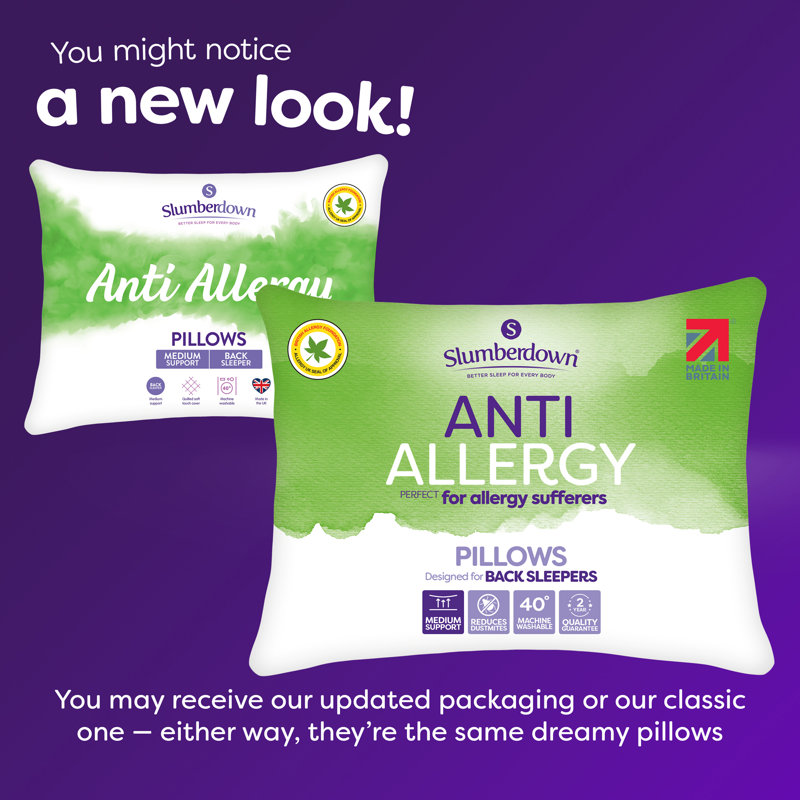 Anti Allergy Medium Support Pillow - Optimal for Back Sleepers   