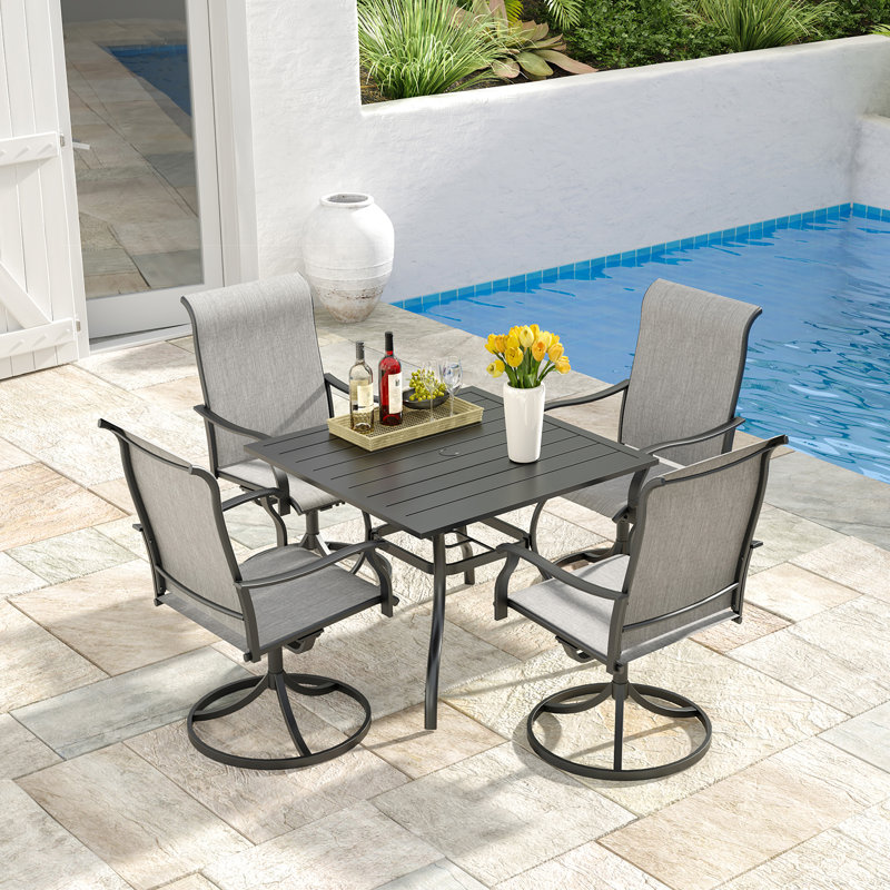 4 - Person Square Steel Outdoor Dining Set, Hard Stone