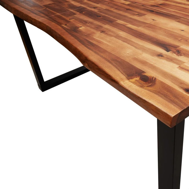 vidaXL Dining Table Kitchen Table with Live Edge Pub Table Solid Wood Acacia, 75 x 140 x 80 cm