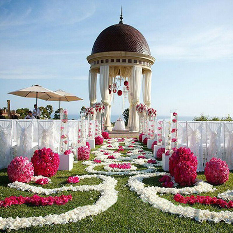 Boule à fleurs roses, H 6 po x l 6 po x P 6 po, Argent