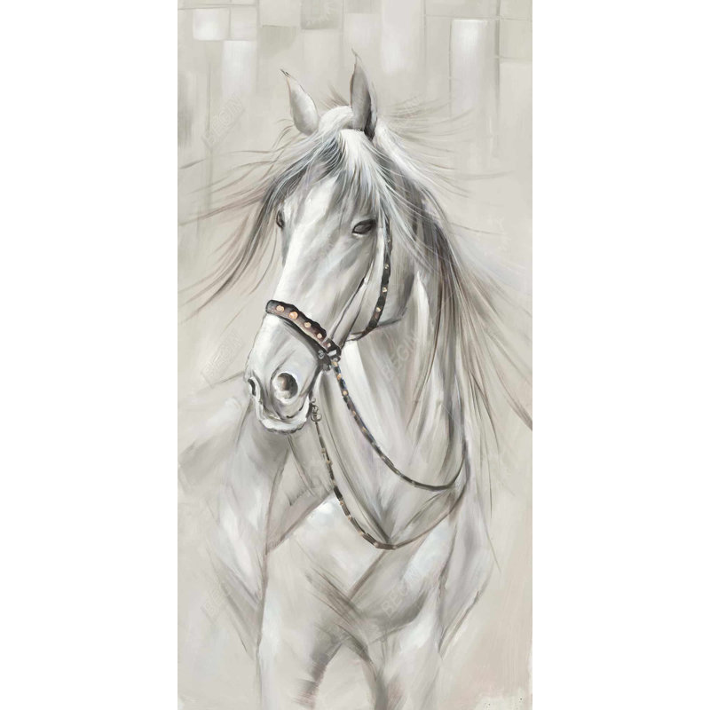 Worthy White Horse - Toile encadrée pour le décor de la chambre à coucher, H 49,25 po x l 25,25 po