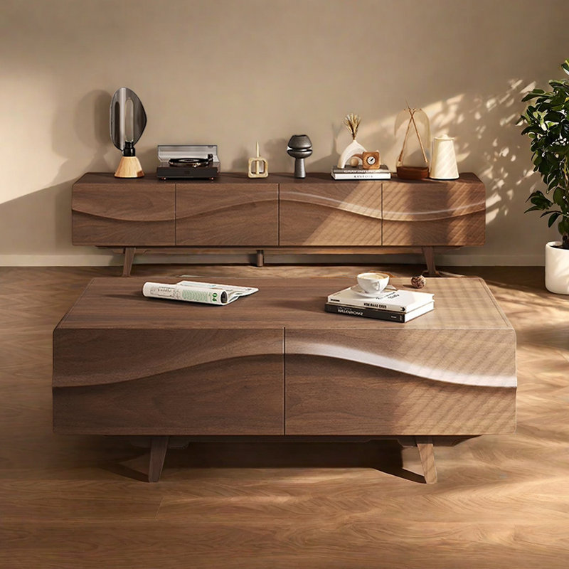 Walnut coffee table and TV cabinet