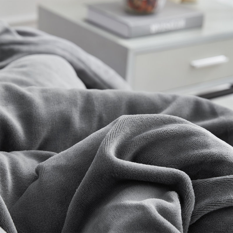 Git Cozy Coma Inducer Velvety Oversized Comforter Set, Gray, Twin XL Comforter + 1 Standard Sham