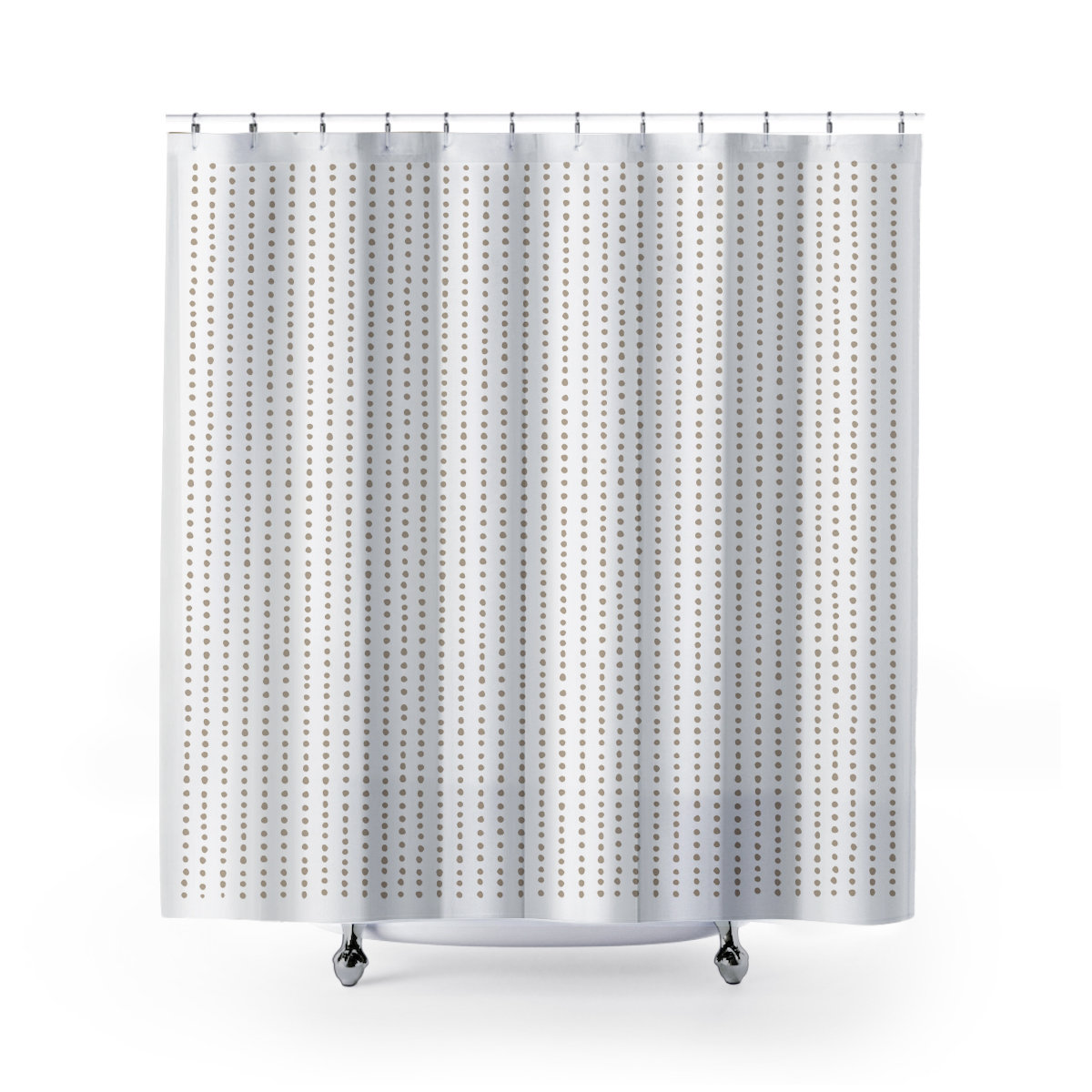 Thora Dots Mid-Century Shower Curtain, Beige