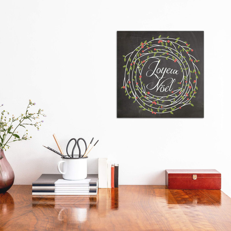 Christmas Chalk III (French) by Erin Clark - Print on Canvas, 45.72 cm H x 45.72 cm W x 1.91 cm D, Wrapped Canvas