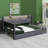Upholstered Daybed with Storage Footstool, Shelves, Trundle, USB Charging & LED Light-1625701906