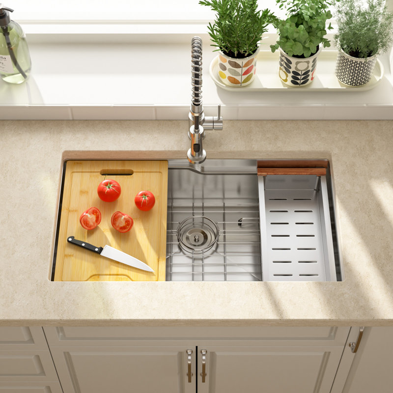 Évier de cuisine en acier inoxydable encastrable 33 po L 33 po