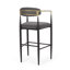 Ensemble de 2 tabourets de bar, tabourets de bar rembourrés à hauteur de comptoir avec dossier pour îlot de cuisine, pieds en fer-1088863307