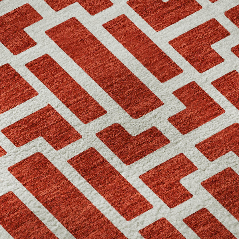 Tapis rouge Prisco lavable à la machine de qualité supérieure, Rectangle 10 pi x 14 pi