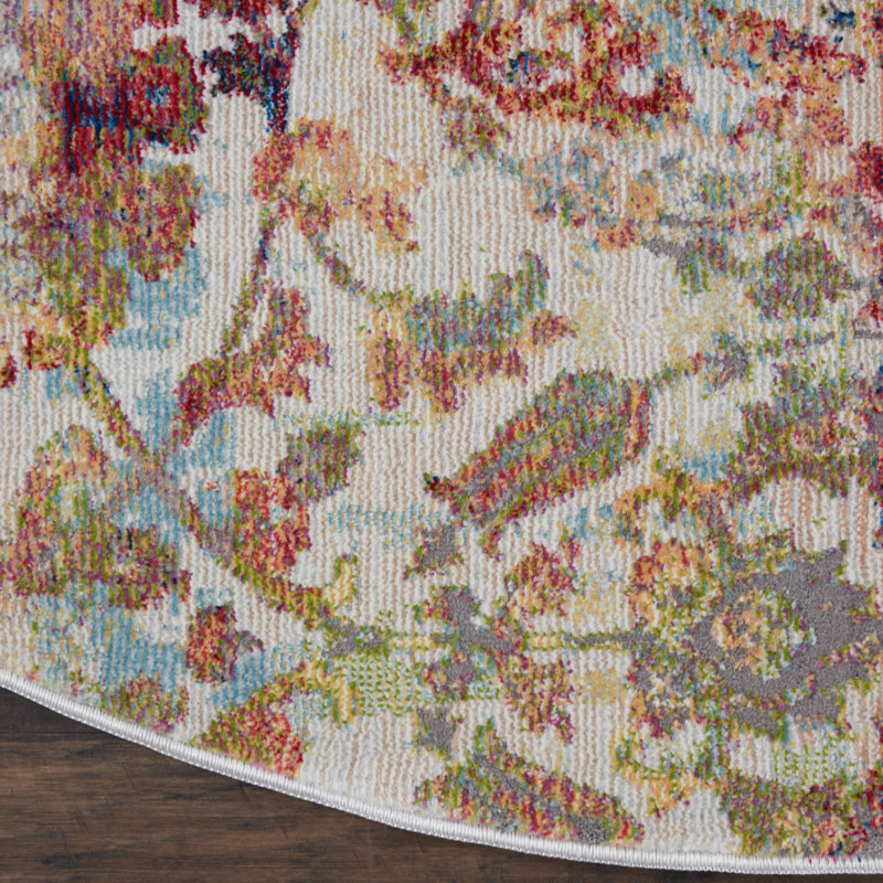 Tapis ivoire contemporain moderne Raymond, Rond 4 pi