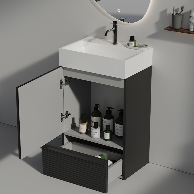 Meuble-lavabo rayé noir 20 po, profondeur 19,74 po, rangement organisé 28,08 po, efficace