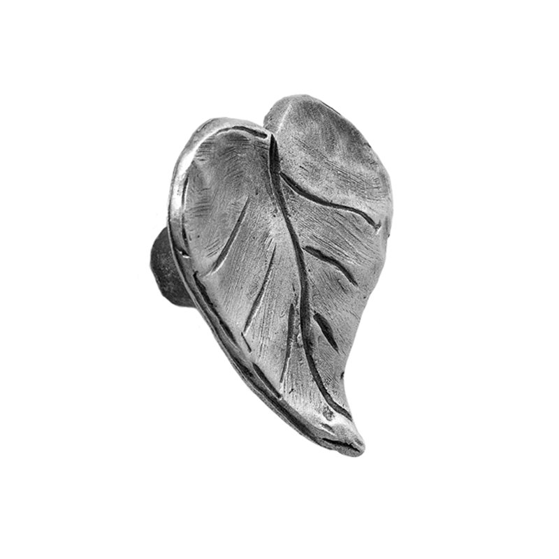 Antique Pewter Leaf Cabinet Knob