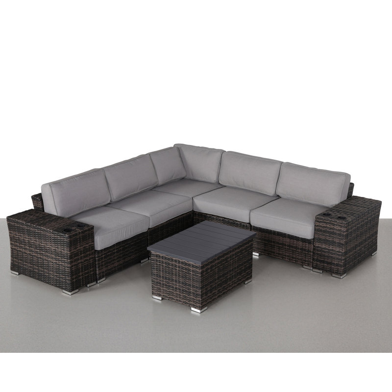 Wicker Fully Assembled 4 - Person Seating Group with Cushions, Brown