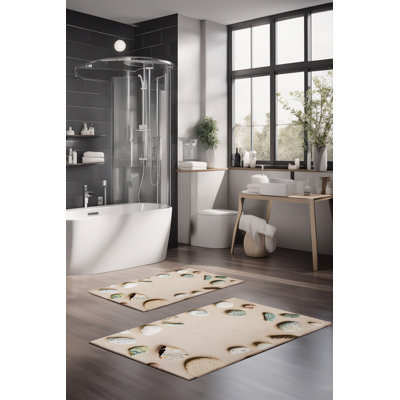 Eakly Luxury Bathmat Set (2 Pieces), 100% Polyester, 16.0 x 23.6 inches & 23.6 x 39.4 inches | Non-Slip Antibacterial Design, 0.3 in Pile Height | Machine Washable, Durable & Easy to Clean | Ideal for Bathroom Décor