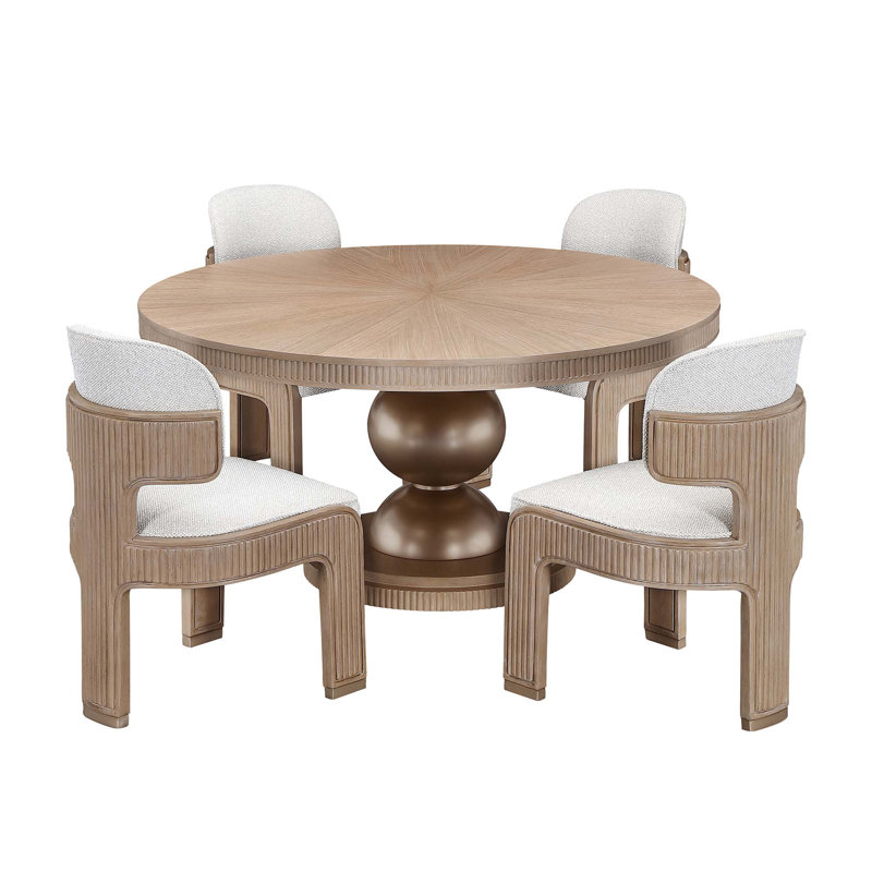 West Kensington Round Dining Table, Medium Yellow Wood