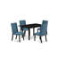 Ensemble de 5 pièces pour coin-repas pour 4 personnes comprenant une table de salle à manger rectangulaire avec rallonge papillon et 4 chaises rembourrées en tissu de lin bleu, noir-109975764-109975762-106903283