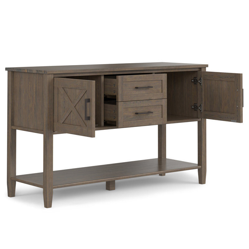 Ela 48"W Solid Wood Entryway Console Table with 2 Drawers, 2 Cabinets, and Open Shelf