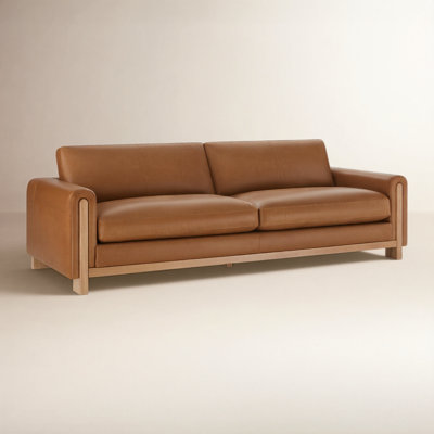 Adika 98.8'' Genuine Leather Upholstered Sofa