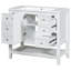 Meuble-lavabo blanc de 36 po, lavabo en céramique et bois massif en peuplier d'hévéa, une armoire, trois tiroirs, finition peinte, emplacement de lavabo encastré au centre, tablette réglable à rebord plat de 36 po, fixation pour robinet de 4 po-1819132206