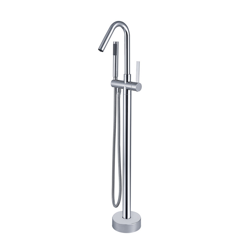 Single Handle Floor Mounted Tub Filler With Handshower, Chrome