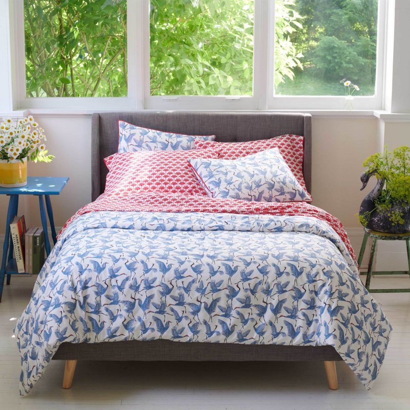 Family Of Cranes 100% Cotton 150TC Duvet Cover Set, European Single