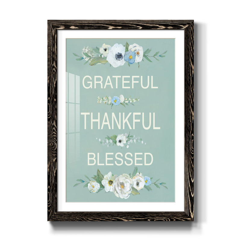 Grateful Thankful - impression encadrée sur papier, H 44 po x l 31 po x P 1 po, Noir