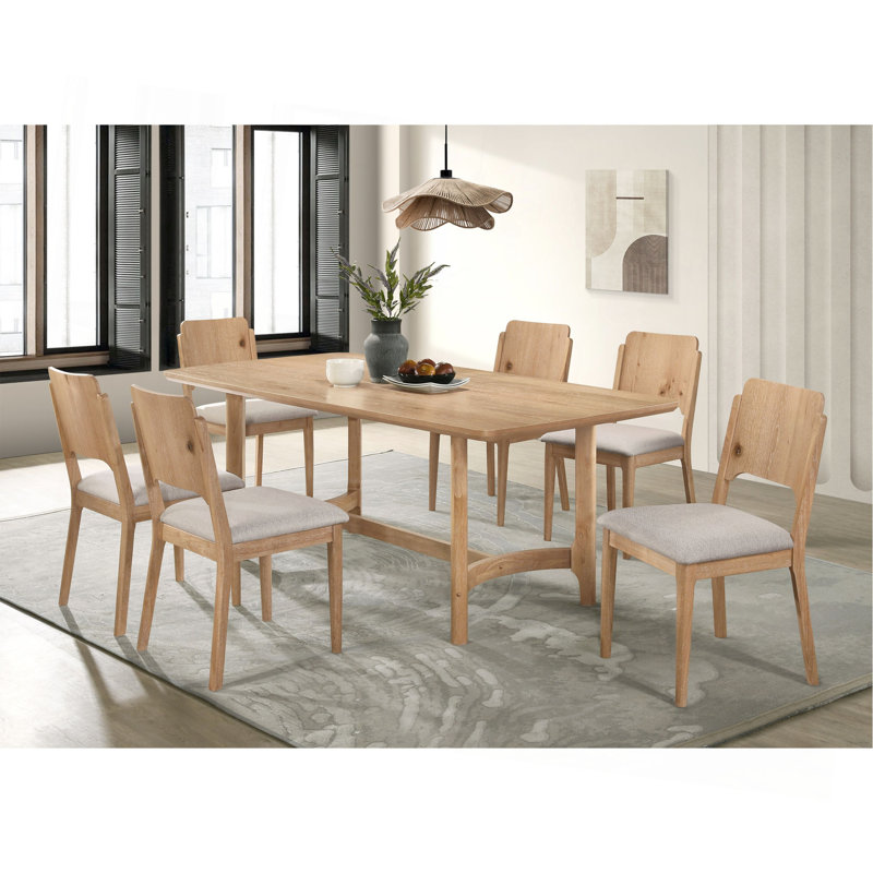 Mobilier de salle à manger moderne en bois brun clair à coins rectangulaires 1pc
