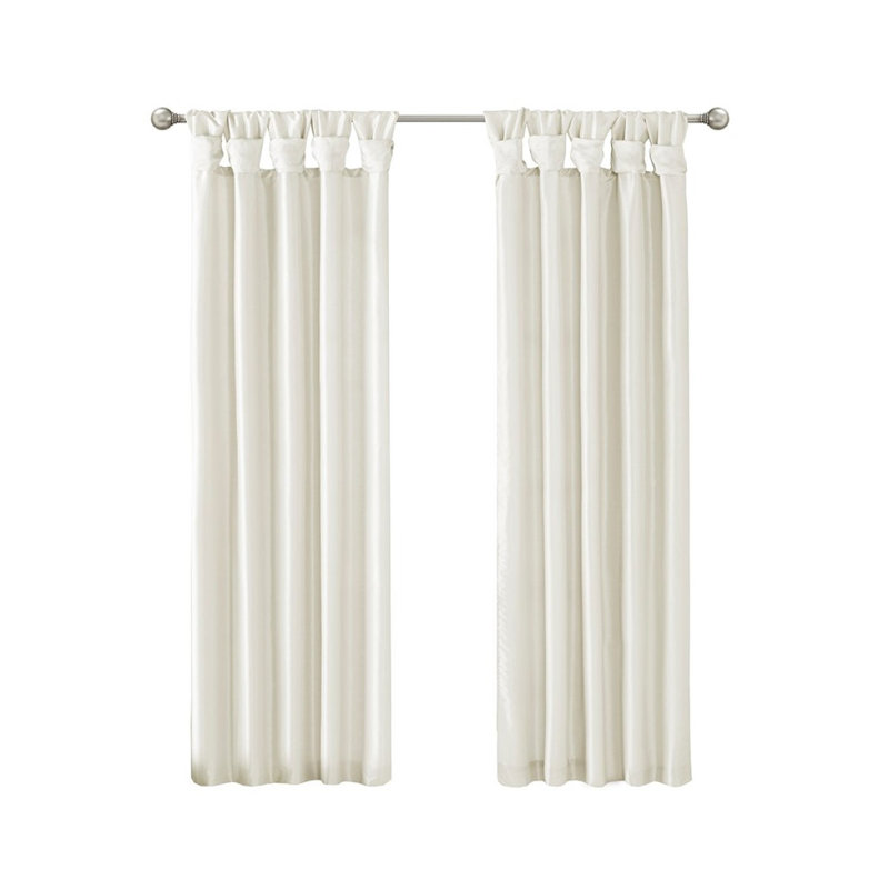Panneau de rideau de fenêtre Twist Tab, Blanc, L 50,09 po x L 120,09 po