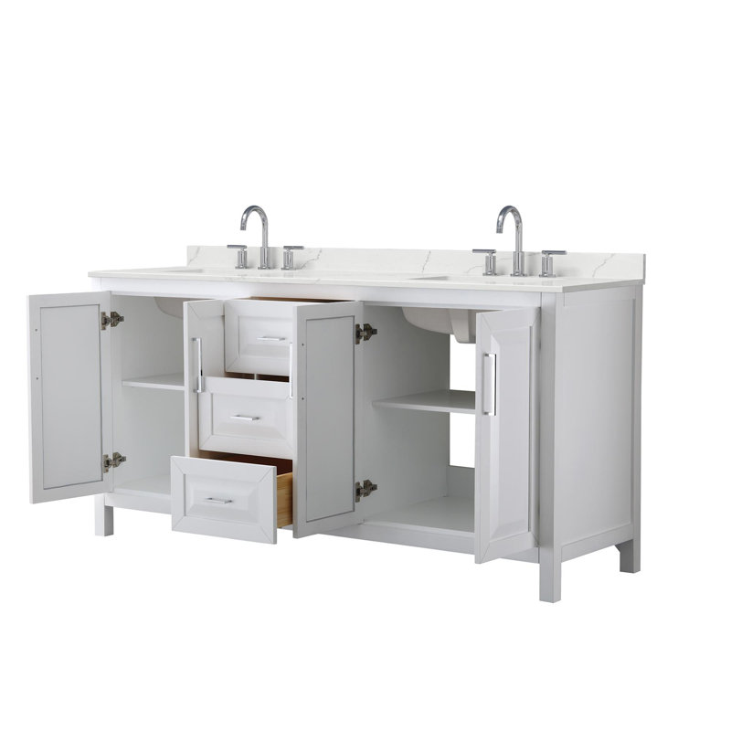 Daria 72'' W Vanity, Polished Chrome, White, White Quartz