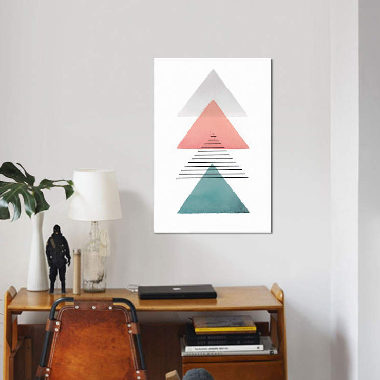 « triangulaire ii », art sur toile, H 40 po x l 26 po x P 1,5 po, Toile tendue, Pas de tapis