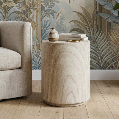 Fulcher Stone-Like 14"W End Table with Drum Base