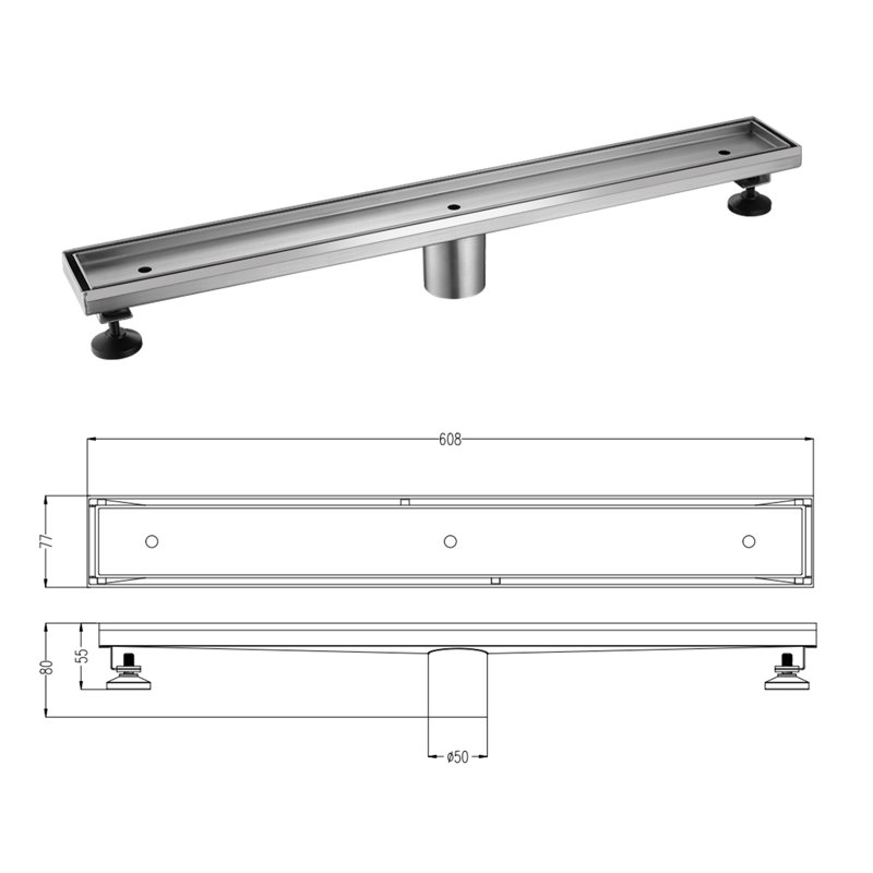 24 Inch Long Stainless Steel  Linear Floor Shower Drain