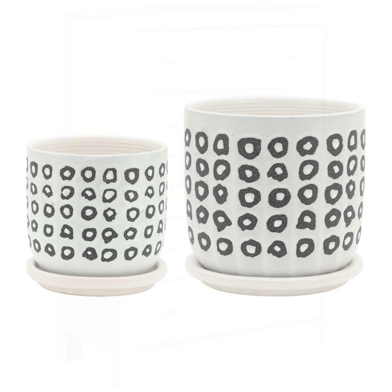 Aztec Planter with Saucer, Black - Durable and Stylish for Indoor and Outdoor Use