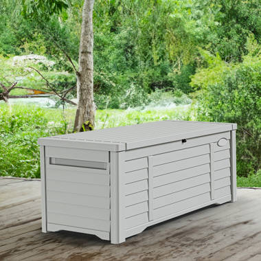 KINYING Resin Deck Box, Outdoor Storage Container, Large Waterproof Storage Bench KY-YT10