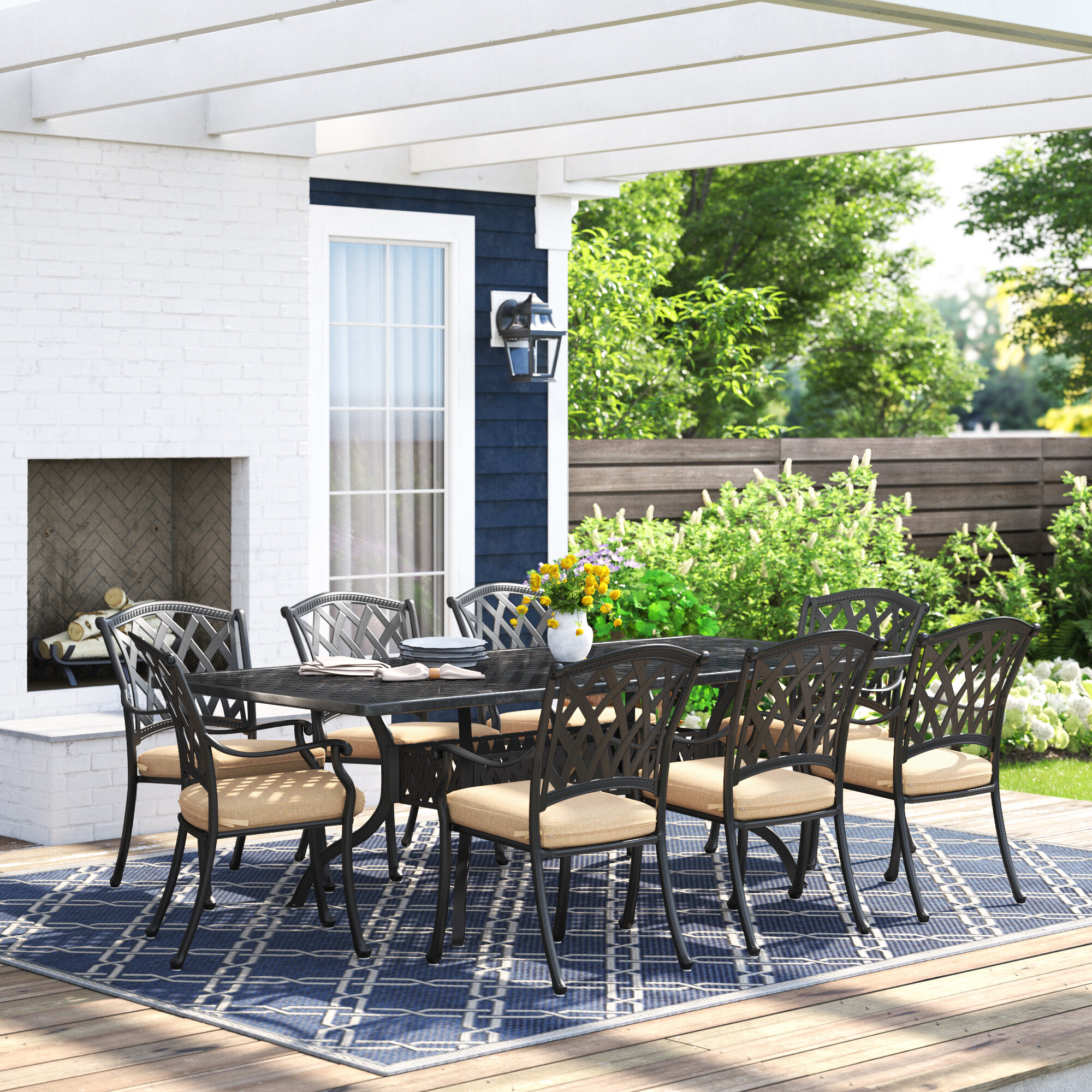 Outdoor patio furniture outlet 9 piece dining set