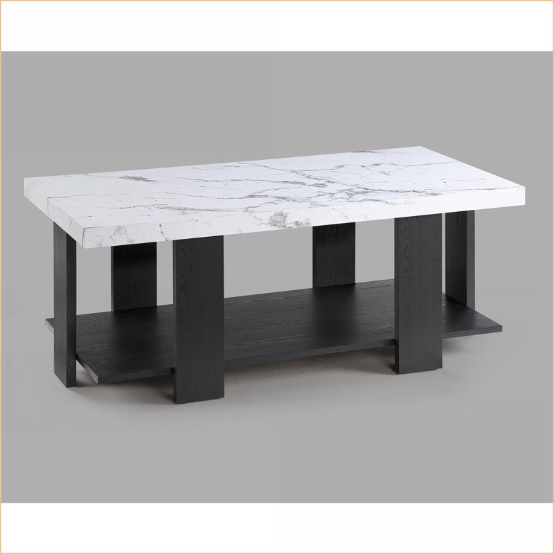 Ensemble de tables basses 3 pièces en faux marbre gris - Tables de salon robustes, assemblage facile