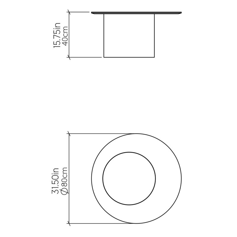 Cilíndrica Coffee Table, 15.75" H x 31.5" L x 31.5" W, Imbuia