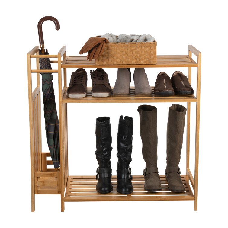 3-Tier 9 Pair Shoe Rack Perfect Solution For Your Entryway or Mud Room to  Store Your Shoes, Boots, Umbrellas, Canes, Purses, and Hats