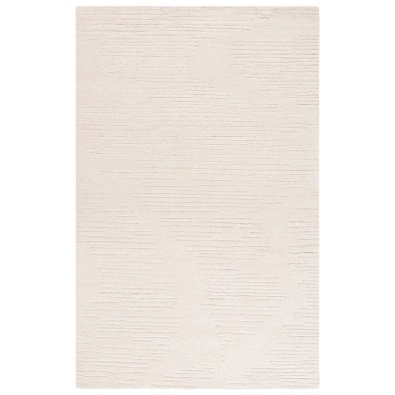 Tapis ivoire en laine / coton touffeté à la main Rodeo Drive 679, Rond 6 pi