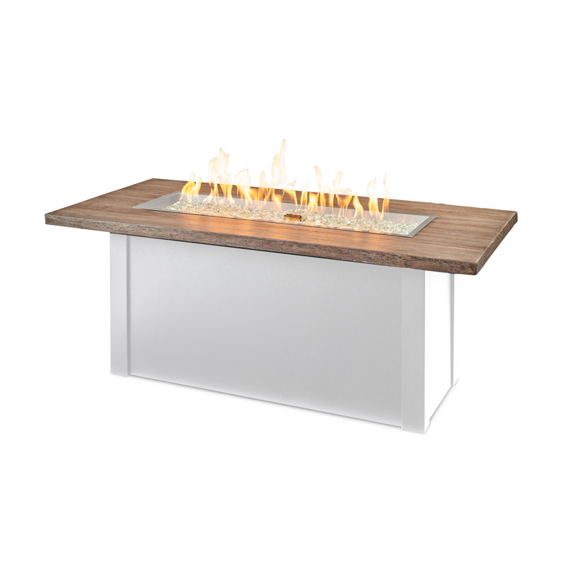 Havenwood Rectangle Smokeless Fire Pit Table with Hidden Fuel Tank, 24.5" H x 62" W x 30" D, Brown/White