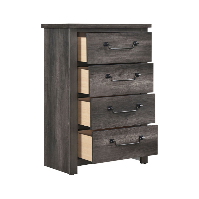 Commode de rangement grise 4 tiroirs 1 pièce