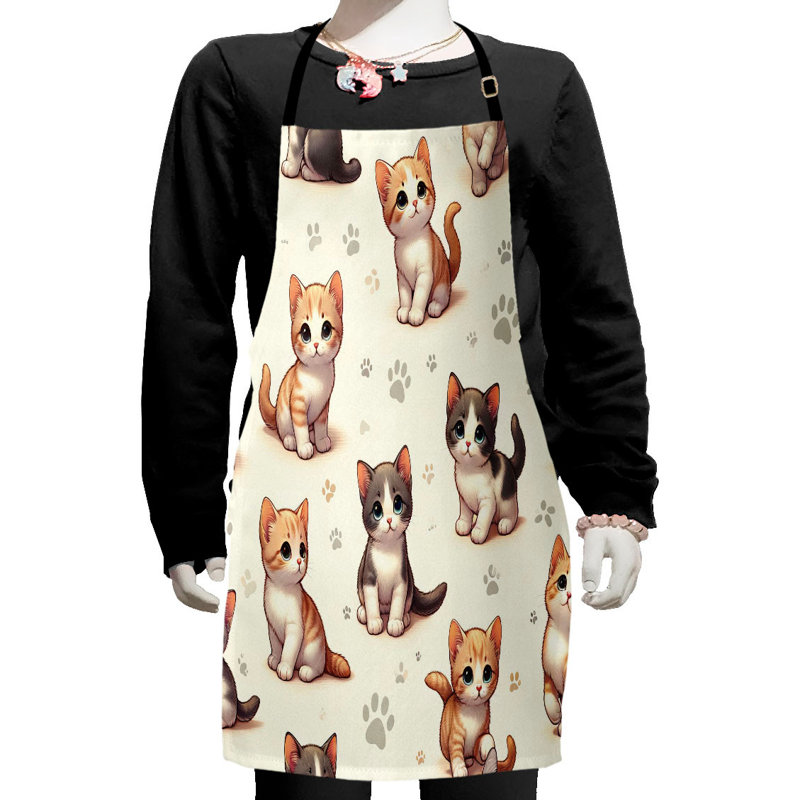East Urban Home Cat Apron with Adjustable Ties and Hook & Loop Straps Small Ivory Apricot and Dark Grey