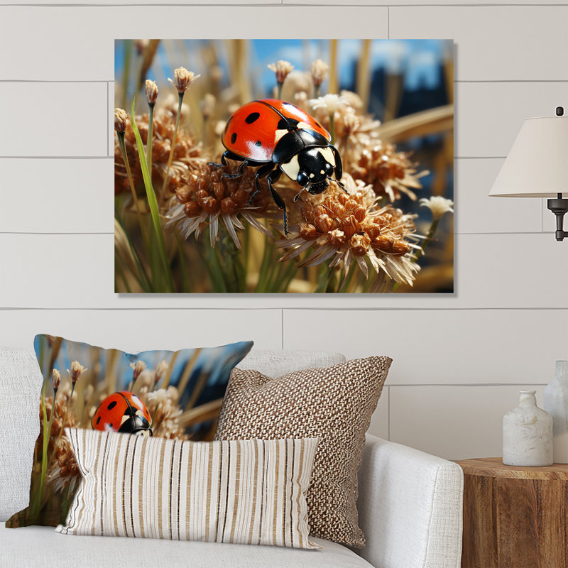 Coccinelle aventureuse I - art mural coccinelle, H 24 po x l 32 po x P 1 po
