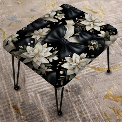 Tuxedo Tidings - Floral Rectangle Ottoman
