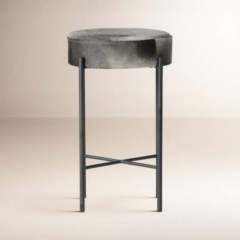 Tabouret de bar et de comptoir Eugenia, Tabouret de bar (siège d'une hauteur de 30 po), Peau mouchetée - noir et blanc