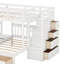 Lit superposé double au-dessus de simple et simple, lit superposé triple en bois avec tiroirs et garde-corps-203618423